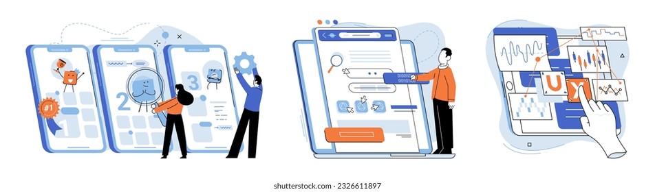 Metáfora de prueba de aplicaciones. Ilustración vectorial. Prueba de aplicaciones, fase de ensayo antes del rendimiento real Prueba de software, control de acceso que garantiza que ningún fallo supere el umbral de calidad Prueba de aplicaciones