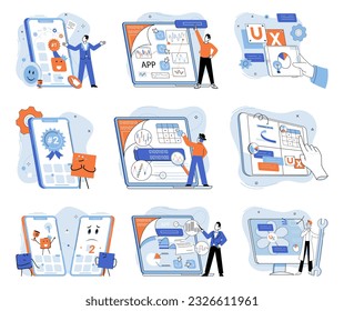 Metáfora de prueba de aplicaciones. Ilustración vectorial. Prueba de aplicaciones, última parada antes de que la aplicación alcance la prueba de aplicaciones en el mercado, terreno de pruebas para nuevas funciones y funciones Prueba de software, defensiva