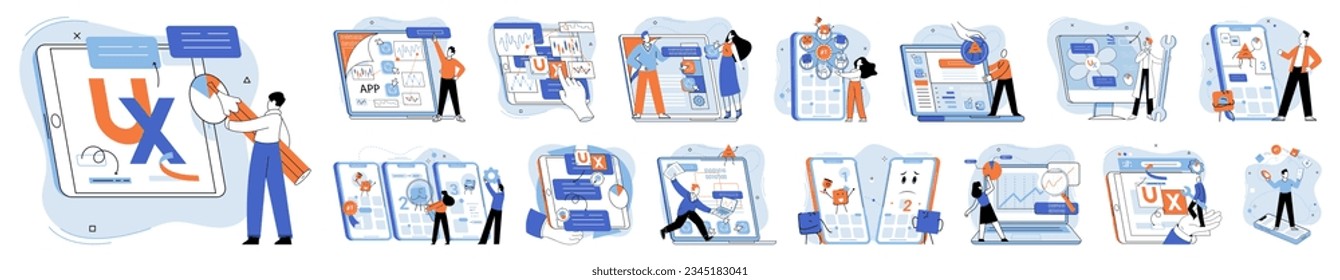 Application testing metaphor. Vector illustration. Application testing, refining process for well-oiled software mechanism App test, mock drill that prepares app for real-world scenarios Software