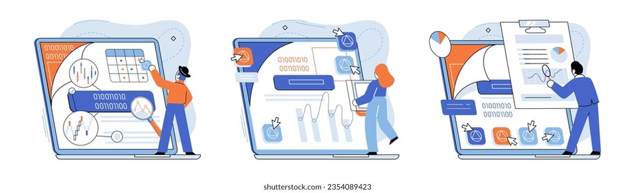 Application testing metaphor. Vector illustration. Software testing, sweep that keeps software environment clefrom bugs Application testing, softwares final exam before its deemed fit for use