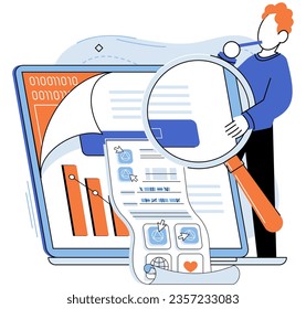 Application testing metaphor. Vector illustration. Application testing, detector identifying glitches for smoother software operation App test, obstacle course testing agility of app Software testing