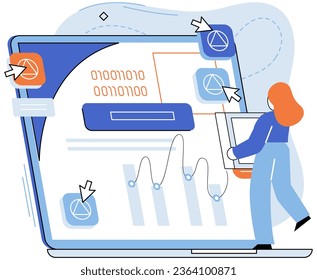 Application testing metaphor. Vector illustration. Application testing, crucible where coding errors are uncovered and rectified App test, sandbox for validating apps functionality Software testing