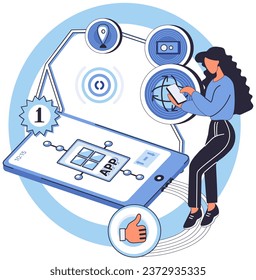 Application testing metaphor. Vector illustration. App test, necessary drill to ensure smooth user journey Software testing, unsung hero ensuring every line of code functions as intended Application