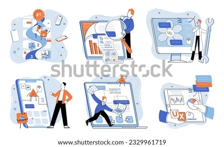 Application testing metaphor. Vector illustration. Application testing, qualifying race before software chit users device App test, demo run that prepares app for its final race Software testing
