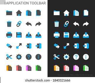 Application toolbar icons light and dark theme. Pixel perfect.