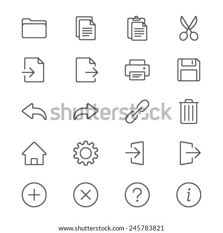 Application toolbar thin icons