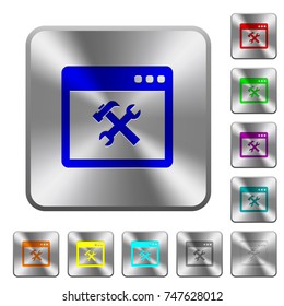 Application tools engraved icons on rounded square glossy steel buttons