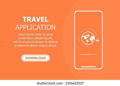 Application travel shown on your phone, text left on an orange background.