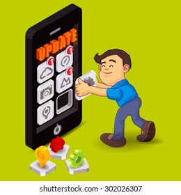 Application update symbol, Online mobile application download button. Flat icon modern design style, Vector illustration