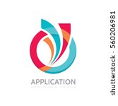 Application - vector business logo concept illustration. Colored ring with abstract shapes. Positive geometric sign in optimism style. Design element. 