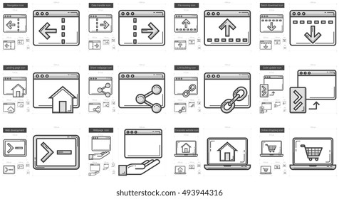 Application vector line icon set isolated on white background. Application line icon set for infographic, website or app. Scalable icon designed on a grid system.