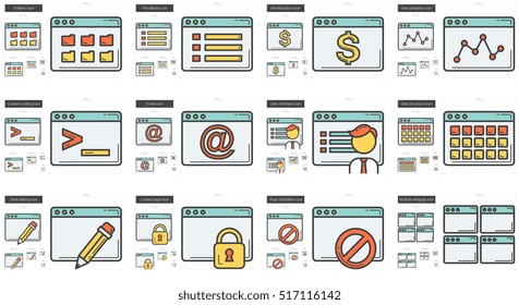 Application vector line icon set isolated on white background. Application line icon set for infographic, website or app. Scalable icon designed on a grid system.