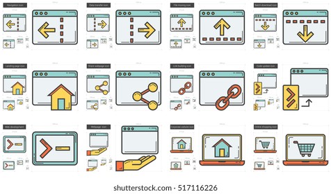 Application vector line icon set isolated on white background. Application line icon set for infographic, website or app. Scalable icon designed on a grid system.
