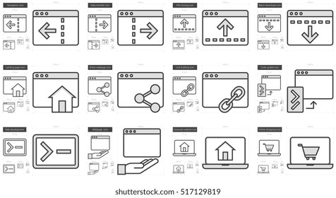 Application vector line icon set isolated on white background. Application line icon set for infographic, website or app. Scalable icon designed on a grid system. Application vector line icon set isolated on white background. Application line icon set for infographic, website or app. Scalable icon designed on a grid system.