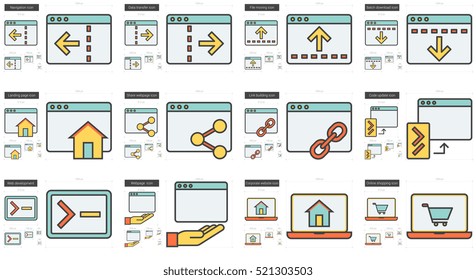 Application vector line icon set isolated on white background. Application line icon set for infographic, website or app. Scalable icon designed on a grid system.