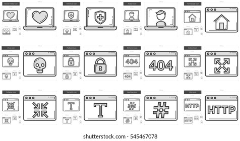 Application vector line icon set isolated on white background. Application line icon set for infographic, website or app. Scalable icon designed on a grid system.