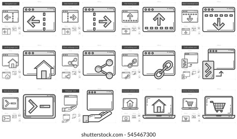 Application vector line icon set isolated on white background. Application line icon set for infographic, website or app. Scalable icon designed on a grid system.