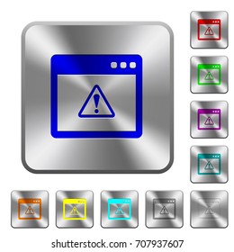 Application warning engraved icons on rounded square glossy steel buttons