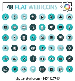 Application Web flat icons with long shadow with a color wheel , business flat icons