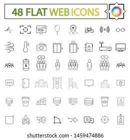 Application Web flat icons with long shadow with a color wheel , business flat icons