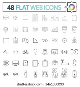 Application Web flat icons with long shadow with a color wheel , business flat icons