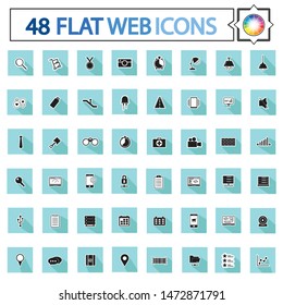 Application Web flat icons with long shadow with a color wheel , business flat icons