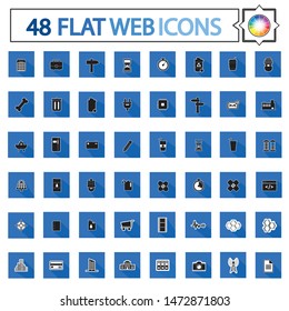 Application Web flat icons with long shadow with a color wheel , business flat icons