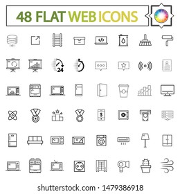 Application Web flat icons with long shadow with a color wheel , business flat icons