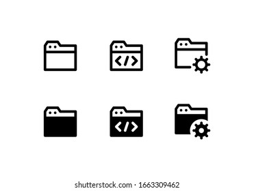 Application window icons. With outline and glyph style