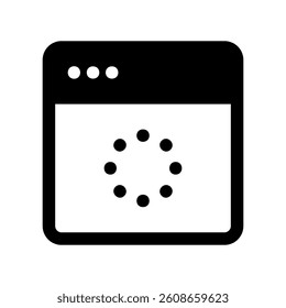 Application window interface displaying a circular loading progress indicator graphic