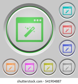 Application wizard color icons on sunk push buttons