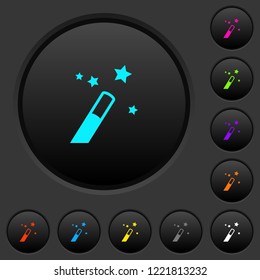 Application wizard dark push buttons with vivid color icons on dark grey background