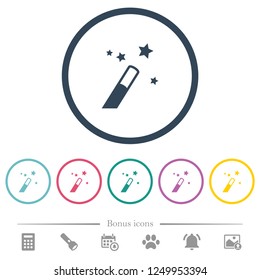 Application wizard flat color icons in round outlines. 6 bonus icons included.