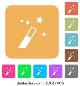 Application wizard flat icons on rounded square vivid color backgrounds.