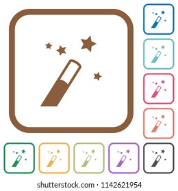 Application wizard simple icons in color rounded square frames on white background