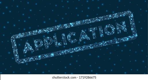 Application word in digital style. Glowing geometric Application badge. Cool vector illustration.