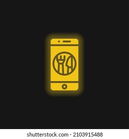 Application yellow glowing neon icon