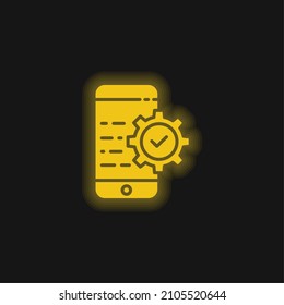 Icono de neón amarillo brillante de la aplicación