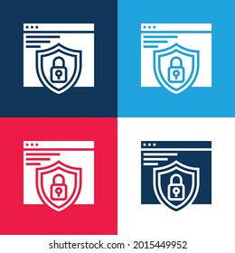Aplicaciones azul y rojo cuatro colores mínimo conjunto de iconos