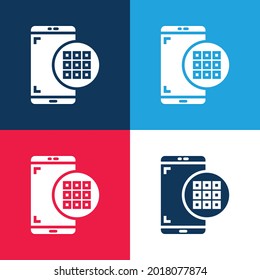 Applications blue and red four color minimal icon set