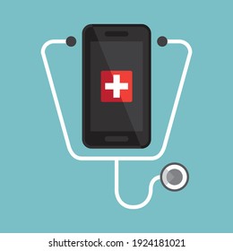 Applications in the health check, Vector illustration in flat style
