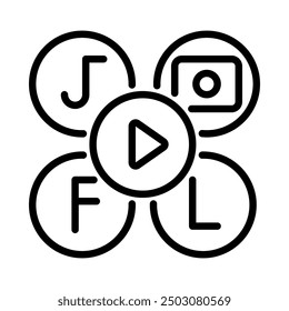 
Icono de aplicaciones. Estilo de contorno. Vector. Aislar sobre fondo blanco.