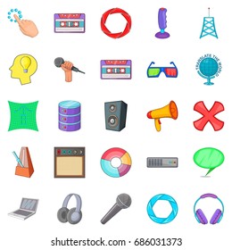 Applications icons set. Cartoon set of 25 applications vector icons for web isolated on white background