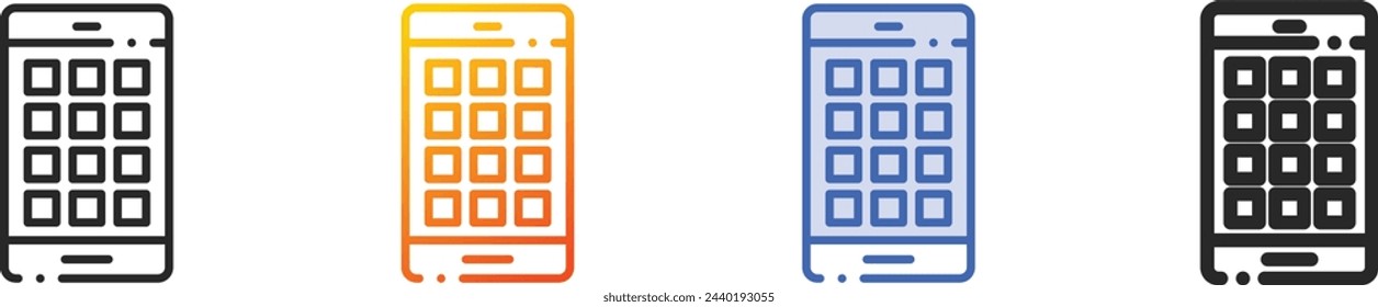 applications icon.Thin Linear, Gradient, Blue Stroke and bold Style Design Isolated On White Background