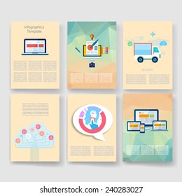 Applications and Infographic Concept. Flyer, Brochure Design Modern user interface (ux, ui) screen template for mobile smart phone or web site. Transparent blurred material design ui with icons. 
