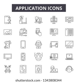 Applications line icons for web and mobile design. Editable stroke signs. Applications  outline concept illustrations