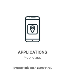 Applications outline vector icon. Thin line black applications icon, flat vector simple element illustration from editable mobile app concept isolated stroke on white background