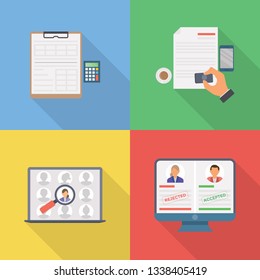 Applications, Surveys, Feedback, Accepted Flat Illustrations Set