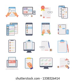Applications, Surveys, Feedback Flat Icons Pack 