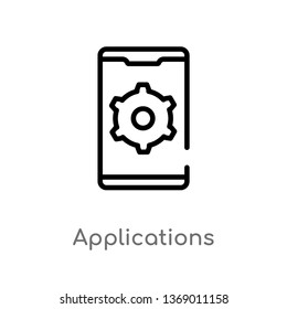 applications vector line icon. Simple element illustration. applications outline icon from mobile app concept. Can be used for web and mobile
